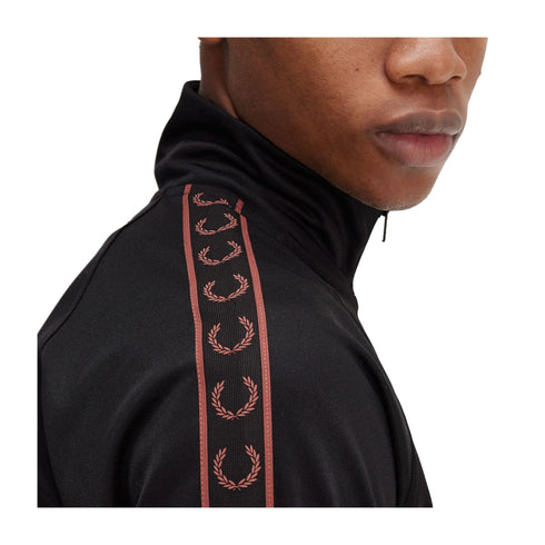 FRED PERRY Felpa con zip Felpa Uomo Contrast Tape Nero whisky - Francavilla Moda
